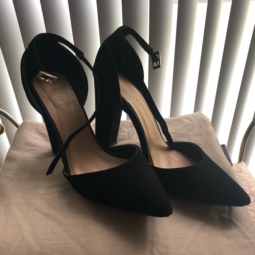 Chunky black heels
